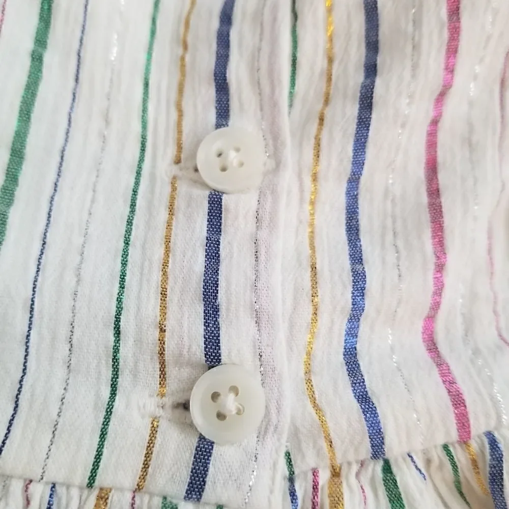 EC METALIC STRIPE FLUTTER SLEEVE DRESS SZ. 3-6 MONTHS